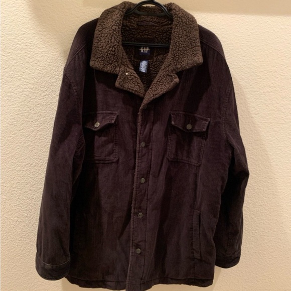 Men’s GAP Chocolate Brown Corduroy Sherpa Lined Trucker Jacket - Picture 1 of 12